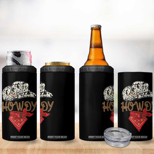 Howdy Cowboy 4 in 1 Can Cooler Tumbler Retro Western Country Rodeo TB10 Print Your Wear