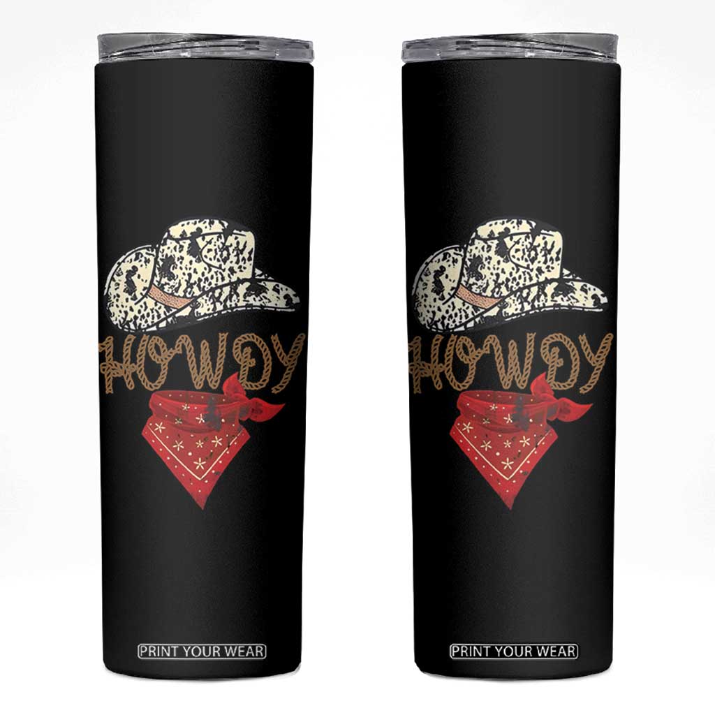 Howdy Cowboy Skinny Tumbler Retro Western Country Rodeo TB10 Black Print Your Wear