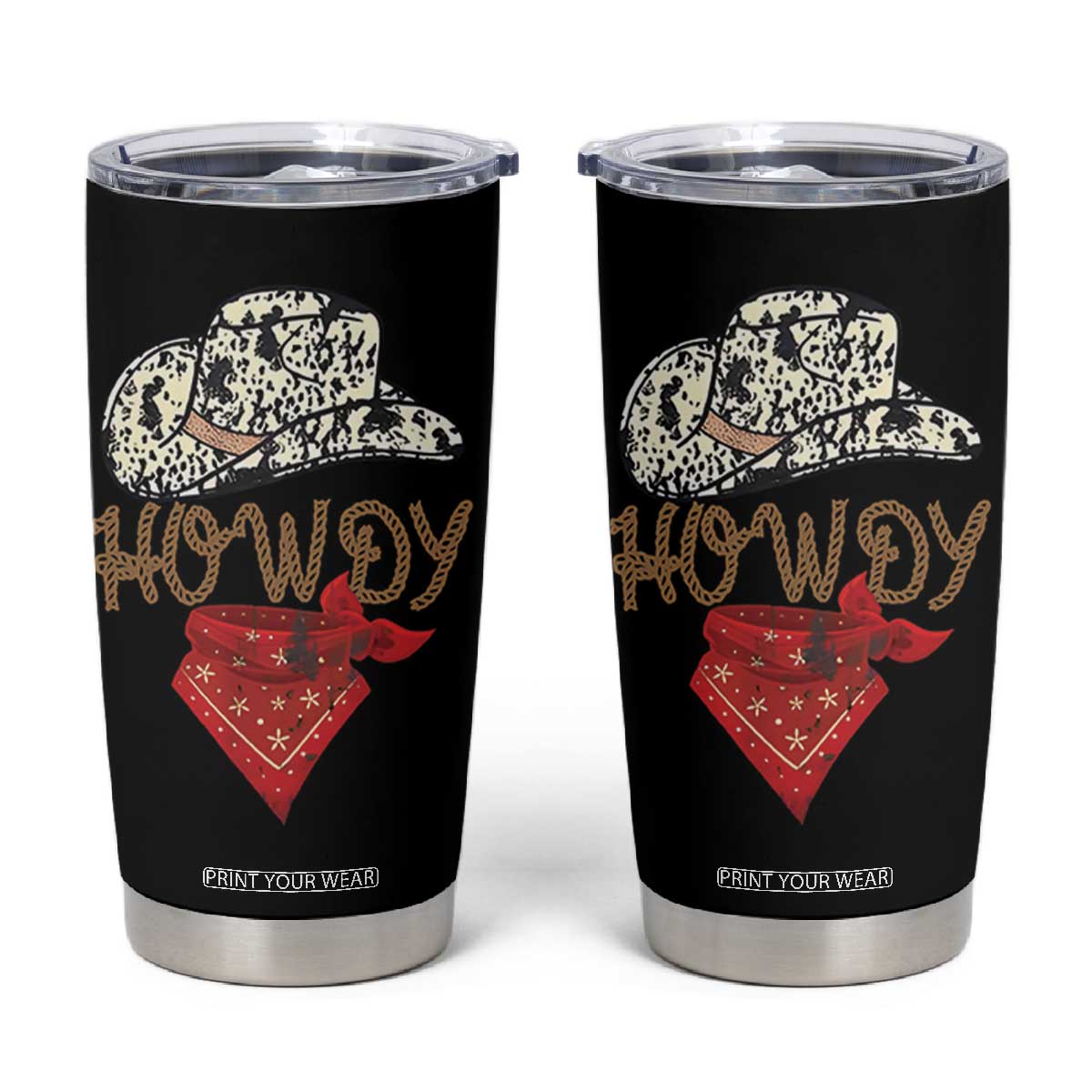 Howdy Cowboy Tumbler Cup Retro Western Country Rodeo TB10 Black Print Your Wear