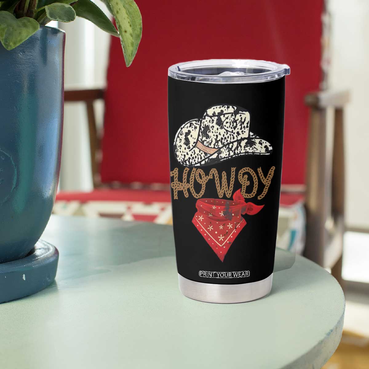 Howdy Cowboy Tumbler Cup Retro Western Country Rodeo TB10 Print Your Wear