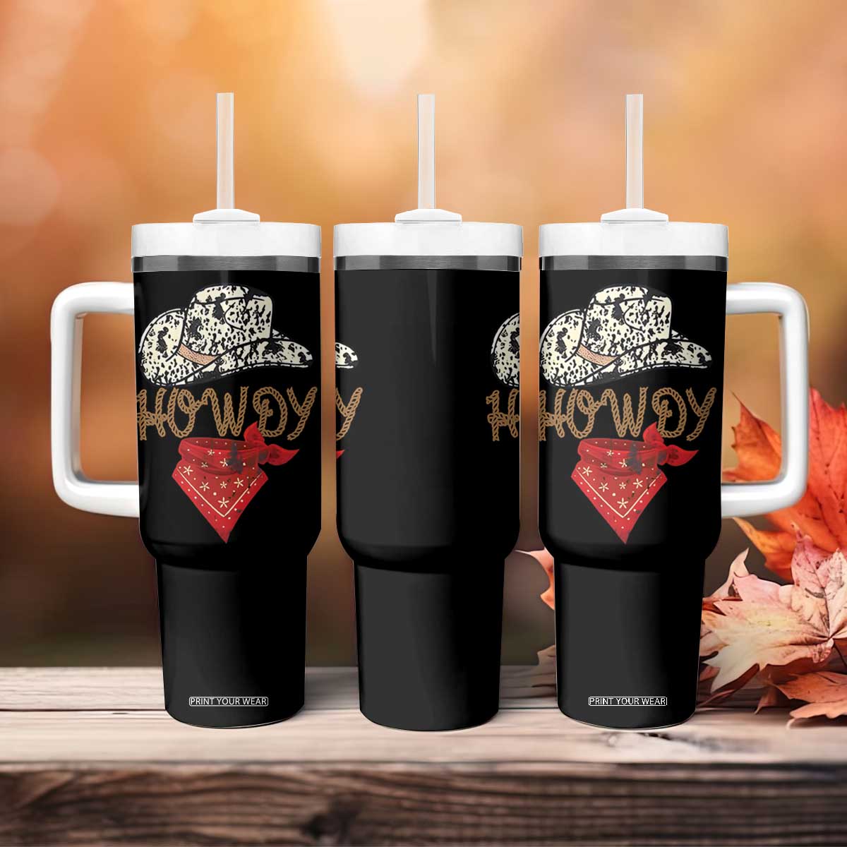 Howdy Cowboy Tumbler With Handle Retro Western Country Rodeo TB10 Print Your Wear