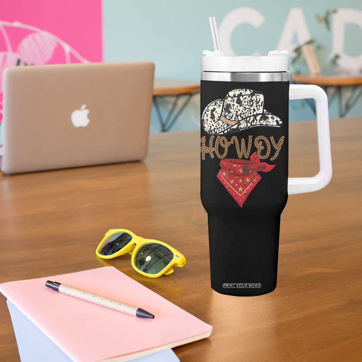 Howdy Cowboy Tumbler With Handle Retro Western Country Rodeo TB10 Print Your Wear