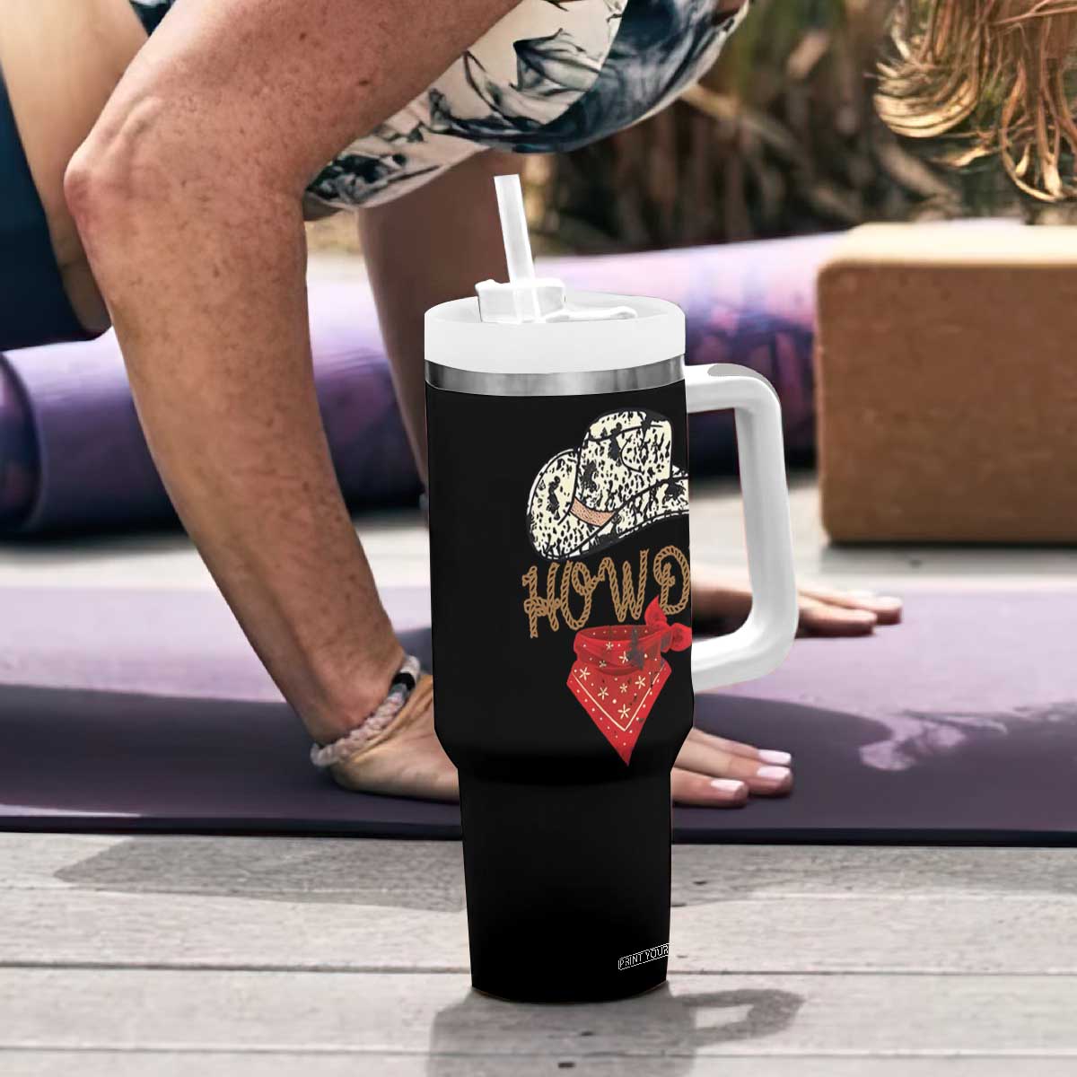 Howdy Cowboy Tumbler With Handle Retro Western Country Rodeo TB10 Print Your Wear