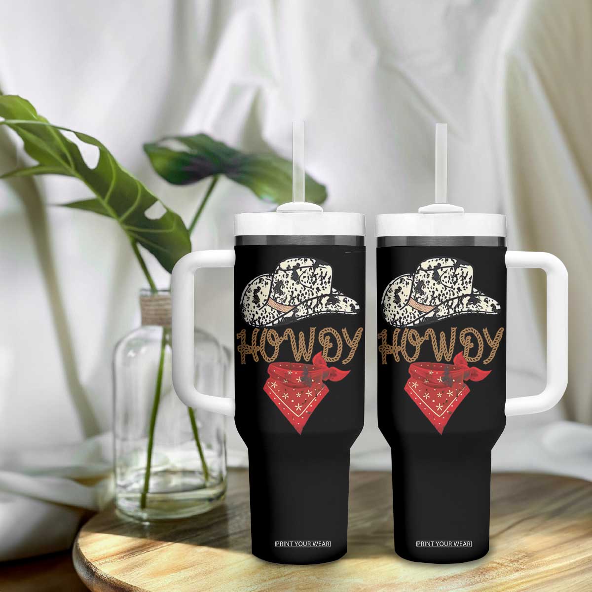 Howdy Cowboy Tumbler With Handle Retro Western Country Rodeo TB10 Print Your Wear