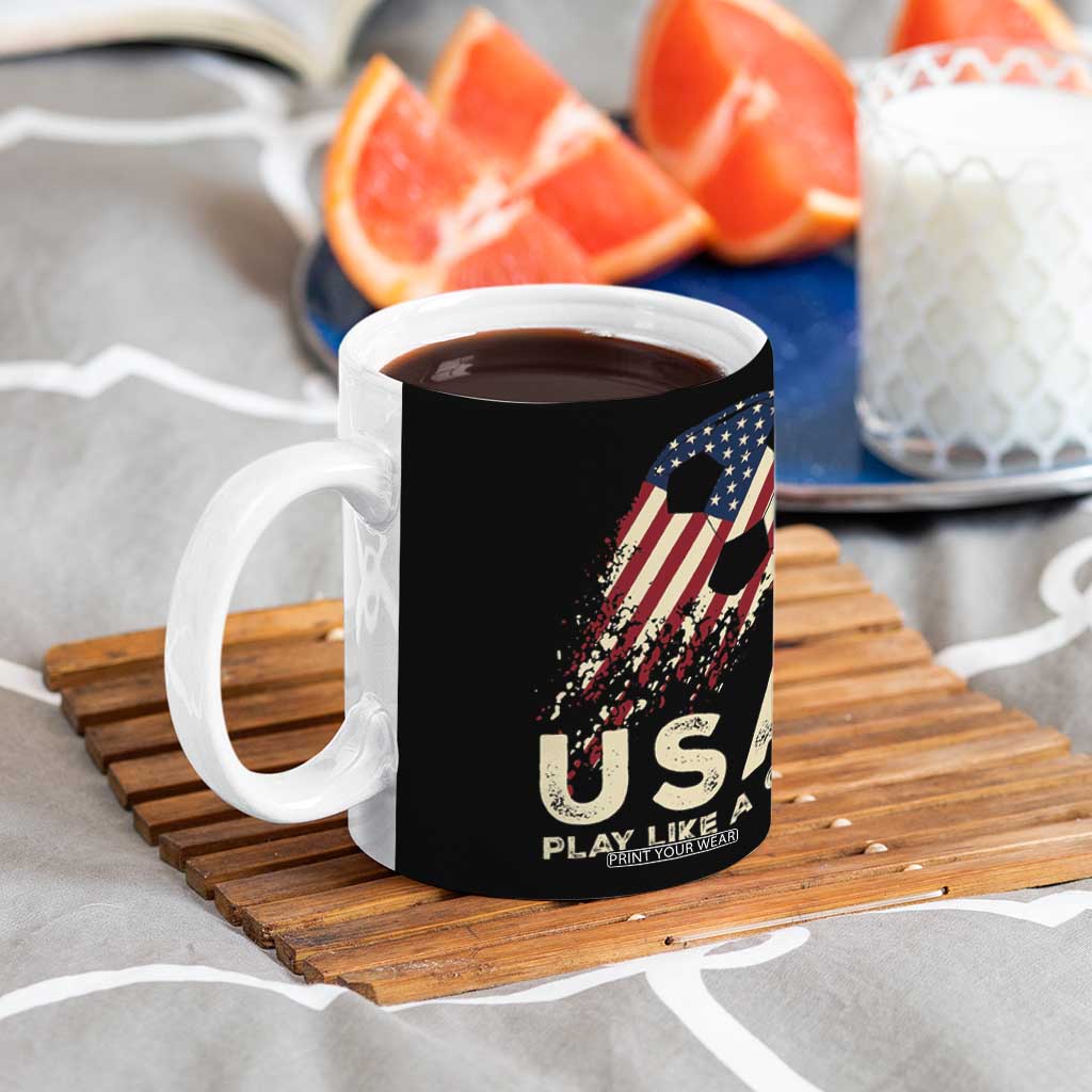 Soccer Girl Coffee Mug Play Like A Girl USA Flag TB10 Print Your Wear