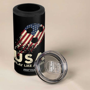 Soccer Girl 4 in 1 Can Cooler Tumbler Play Like A Girl USA Flag TB10 Print Your Wear