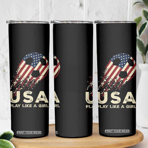 Soccer Girl Skinny Tumbler Play Like A Girl USA Flag TB10 Print Your Wear