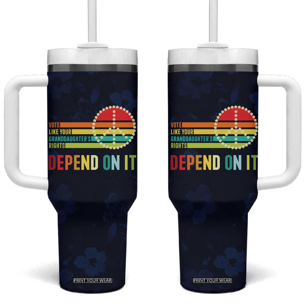 Women's Rights Tumbler With Handle Vote Like Your Daughter's Right Depend On It Voting RBG Quote Floral TB10 One Size: 40 oz Blue Print Your Wear