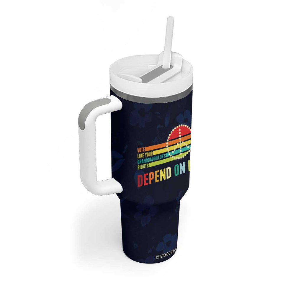Women's Rights Tumbler With Handle Vote Like Your Daughter's Right Depend On It Voting RBG Quote Floral TB10 Print Your Wear