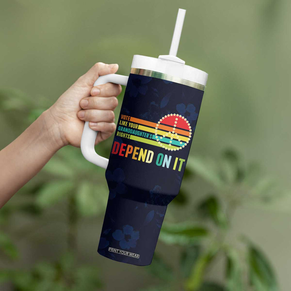 Women's Rights Tumbler With Handle Vote Like Your Daughter's Right Depend On It Voting RBG Quote Floral TB10 Print Your Wear
