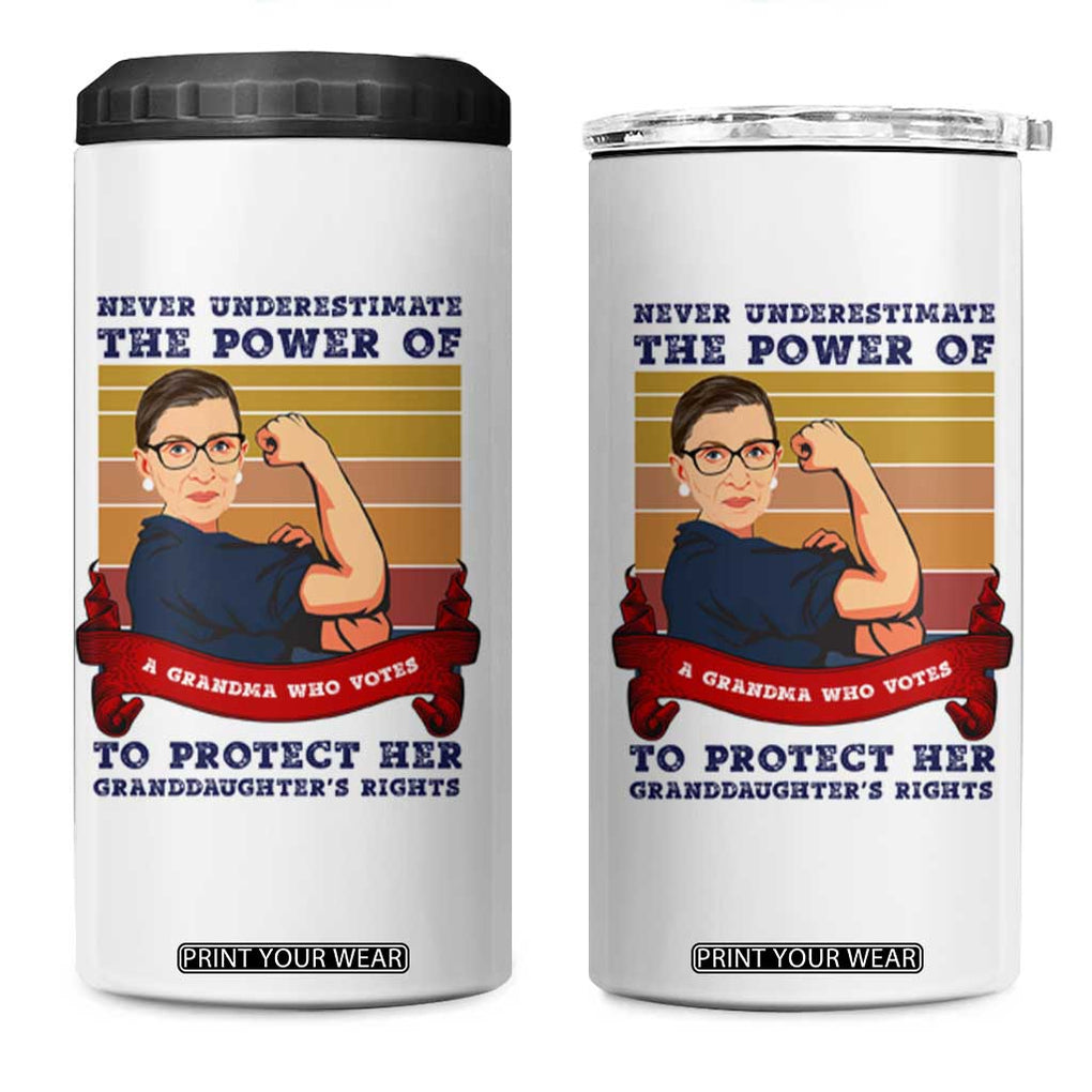 Ruth Bader Ginsburg RBG 4 in 1 Can Cooler Tumbler Never Underestimate The Power Of A Grandma Who Votes Feminist Gifts Women TB10 One Size: 16 oz White Print Your Wear