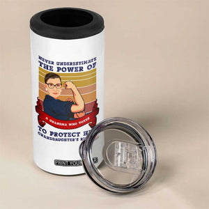 Ruth Bader Ginsburg RBG 4 in 1 Can Cooler Tumbler Never Underestimate The Power Of A Grandma Who Votes Feminist Gifts Women TB10 Print Your Wear