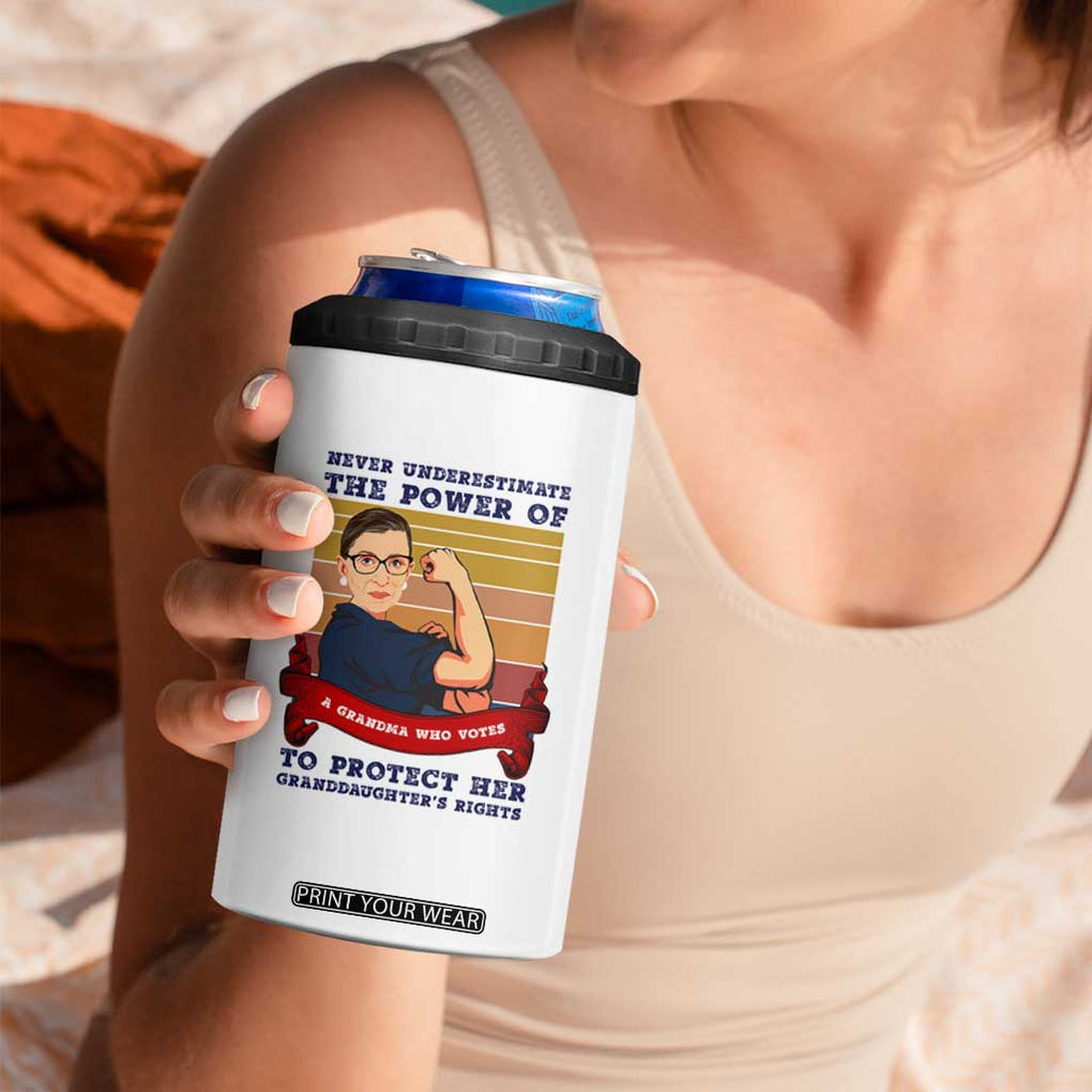 Ruth Bader Ginsburg RBG 4 in 1 Can Cooler Tumbler Never Underestimate The Power Of A Grandma Who Votes Feminist Gifts Women TB10 Print Your Wear
