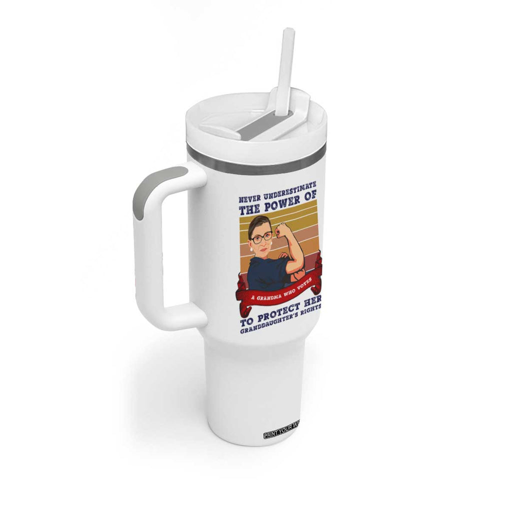 Ruth Bader Ginsburg RBG Tumbler With Handle Never Underestimate The Power Of A Grandma Who Votes Feminist Gifts Women TB10 Print Your Wear