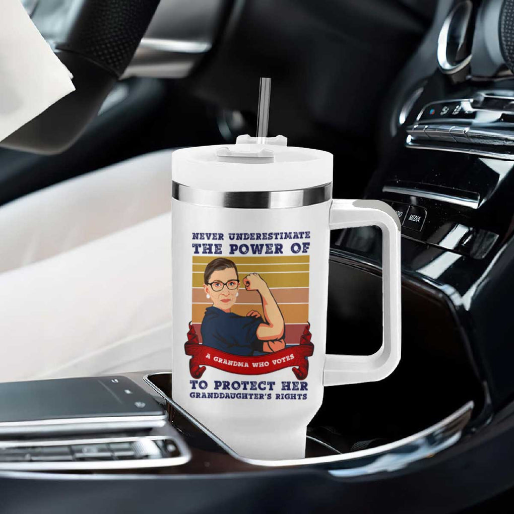 Ruth Bader Ginsburg RBG Tumbler With Handle Never Underestimate The Power Of A Grandma Who Votes Feminist Gifts Women TB10 Print Your Wear