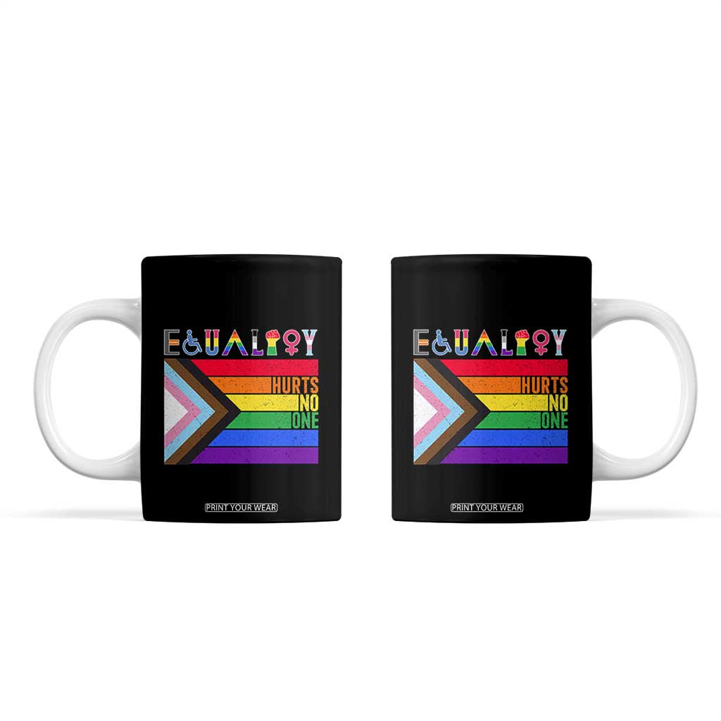 LGBTQ Equality Hurts No One Coffee Mug Pride Ally Human Rights Rainbow Flag TB10 Black Print Your Wear