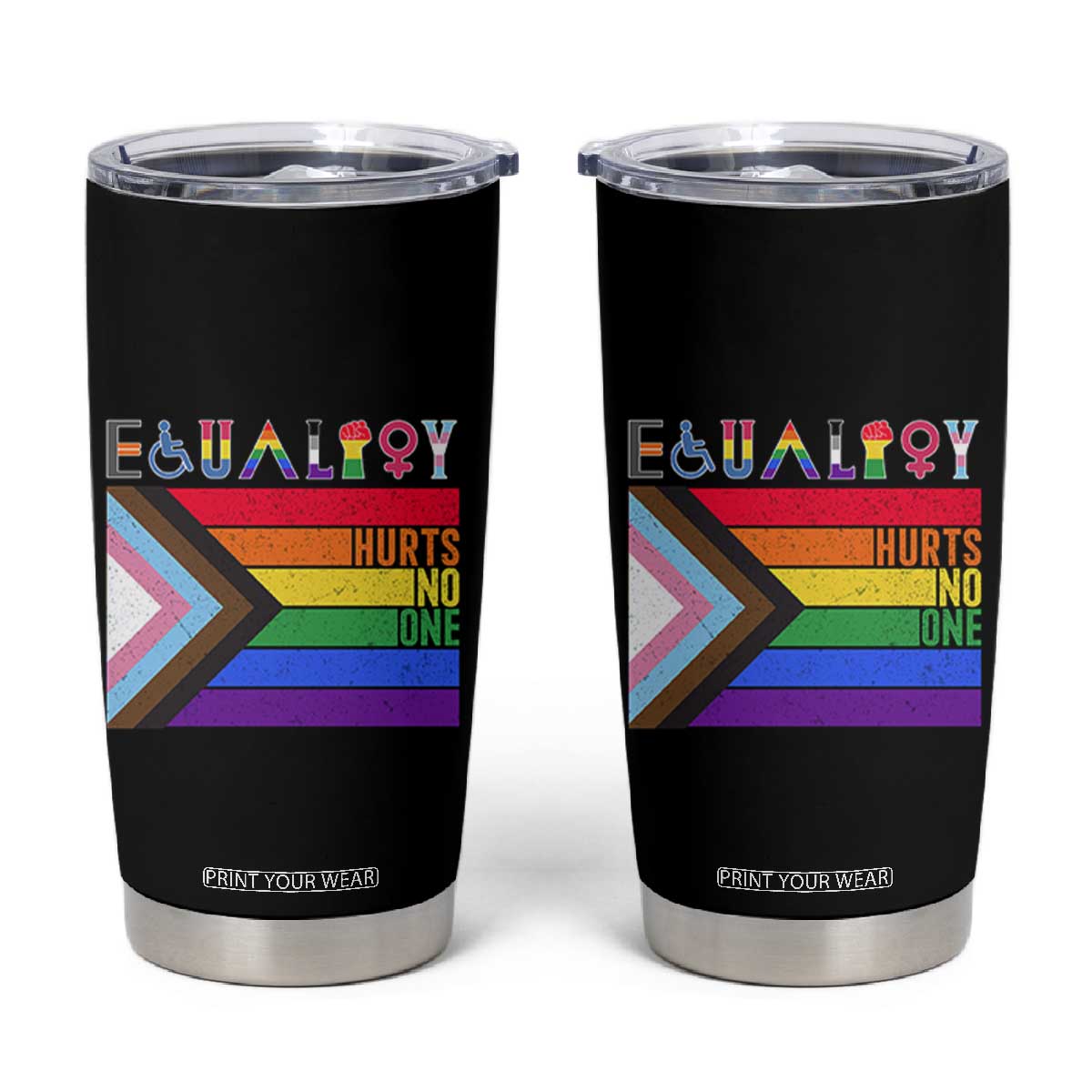LGBTQ Equality Hurts No One Tumbler Cup Pride Ally Human Rights Rainbow Flag TB10 Black Print Your Wear