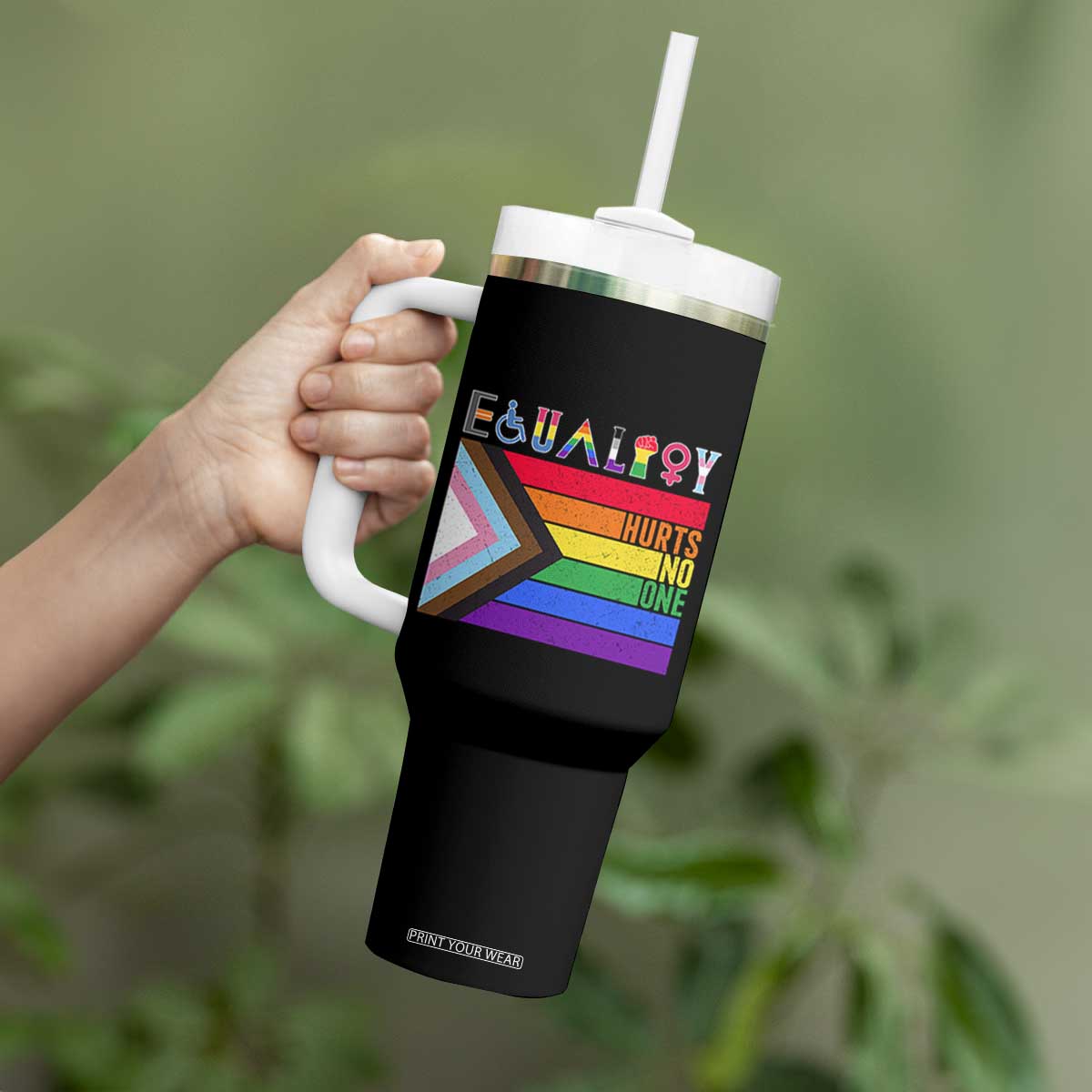 LGBTQ Equality Hurts No One Tumbler With Handle Pride Ally Human Rights Rainbow Flag TB10 Print Your Wear