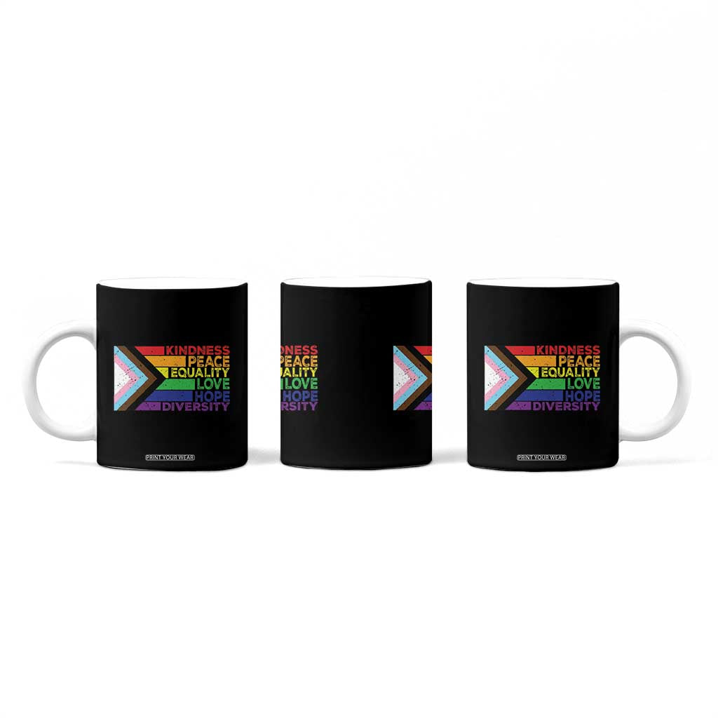 LGBTQ Pride Coffee Mug Kindness Peace Equality Love Hope Diversity Human Rights World Peace Supporter TB10 Print Your Wear