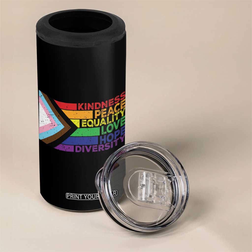 LGBTQ Pride 4 in 1 Can Cooler Tumbler Kindness Peace Equality Love Hope Diversity Human Rights World Peace Supporter TB10 Print Your Wear