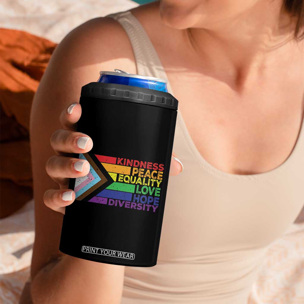 LGBTQ Pride 4 in 1 Can Cooler Tumbler Kindness Peace Equality Love Hope Diversity Human Rights World Peace Supporter TB10 Print Your Wear