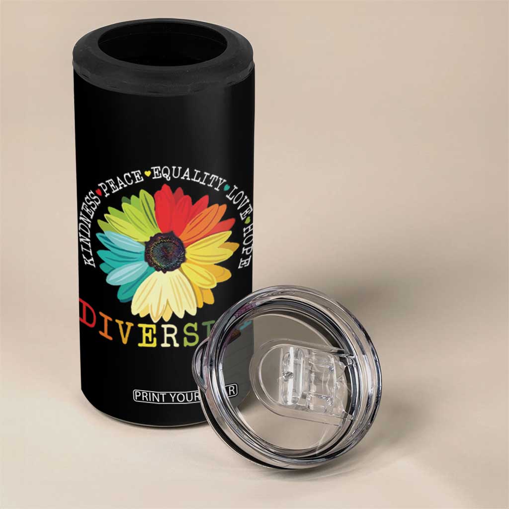 World Peace Supporter 4 in 1 Can Cooler Tumbler Kindness Peace Equality Love Hope Diversity Human Rights Sunflower TB10 Print Your Wear