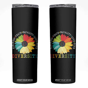 World Peace Supporter Skinny Tumbler Kindness Peace Equality Love Hope Diversity Human Rights Sunflower TB10 Black Print Your Wear
