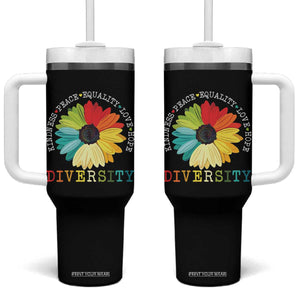 World Peace Supporter Tumbler With Handle Kindness Peace Equality Love Hope Diversity Human Rights Sunflower TB10 One Size: 40 oz Black Print Your Wear