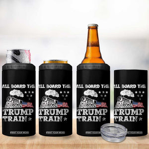 Trump 2024 4 in 1 Can Cooler Tumbler All Aboard The Trump Train Support for President American Flag TB10 Print Your Wear