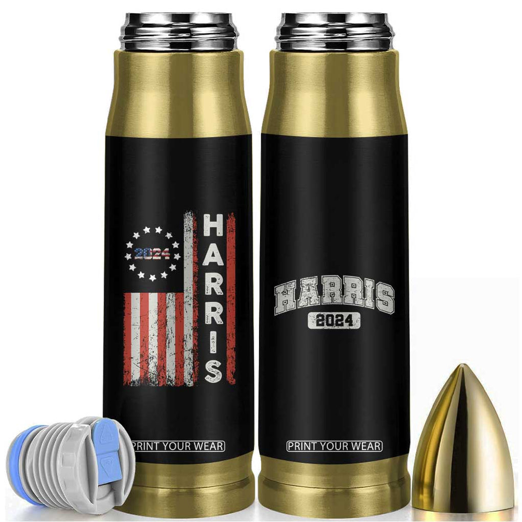 Harris 2024 Election Bullet Tumbler For Kamala President American Flag TB10 Black Print Your Wear