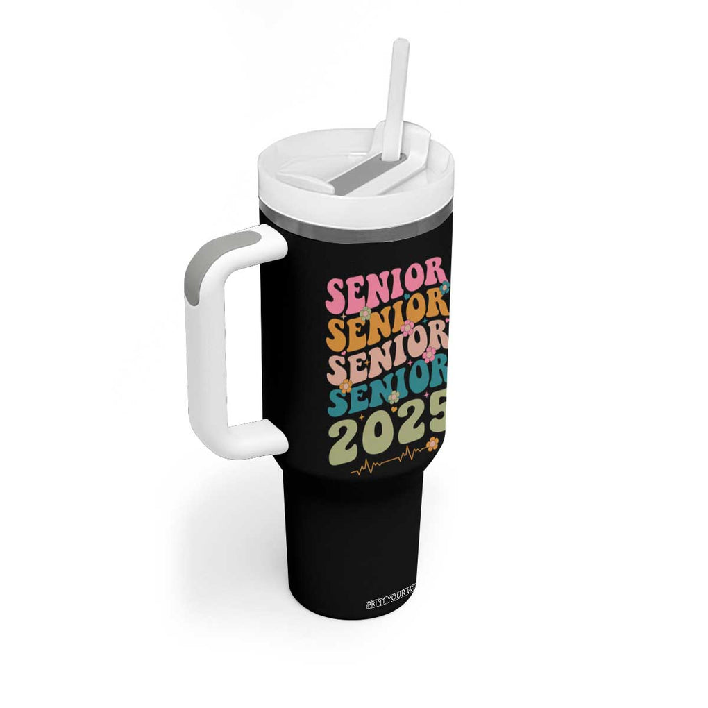 Senior 2025 Tumbler With Handle Class of 2025 Graduation Back To School Graduate Retro Groovy TB10 Print Your Wear