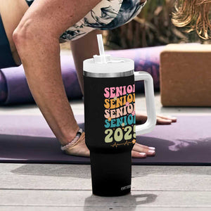 Senior 2025 Tumbler With Handle Class of 2025 Graduation Back To School Graduate Retro Groovy TB10 Print Your Wear