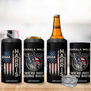 Kamala Harris Tim Walz 2024 Election 4 in 1 Can Cooler Tumbler We're Not Going Back American Flag Eagle TB10 Print Your Wear