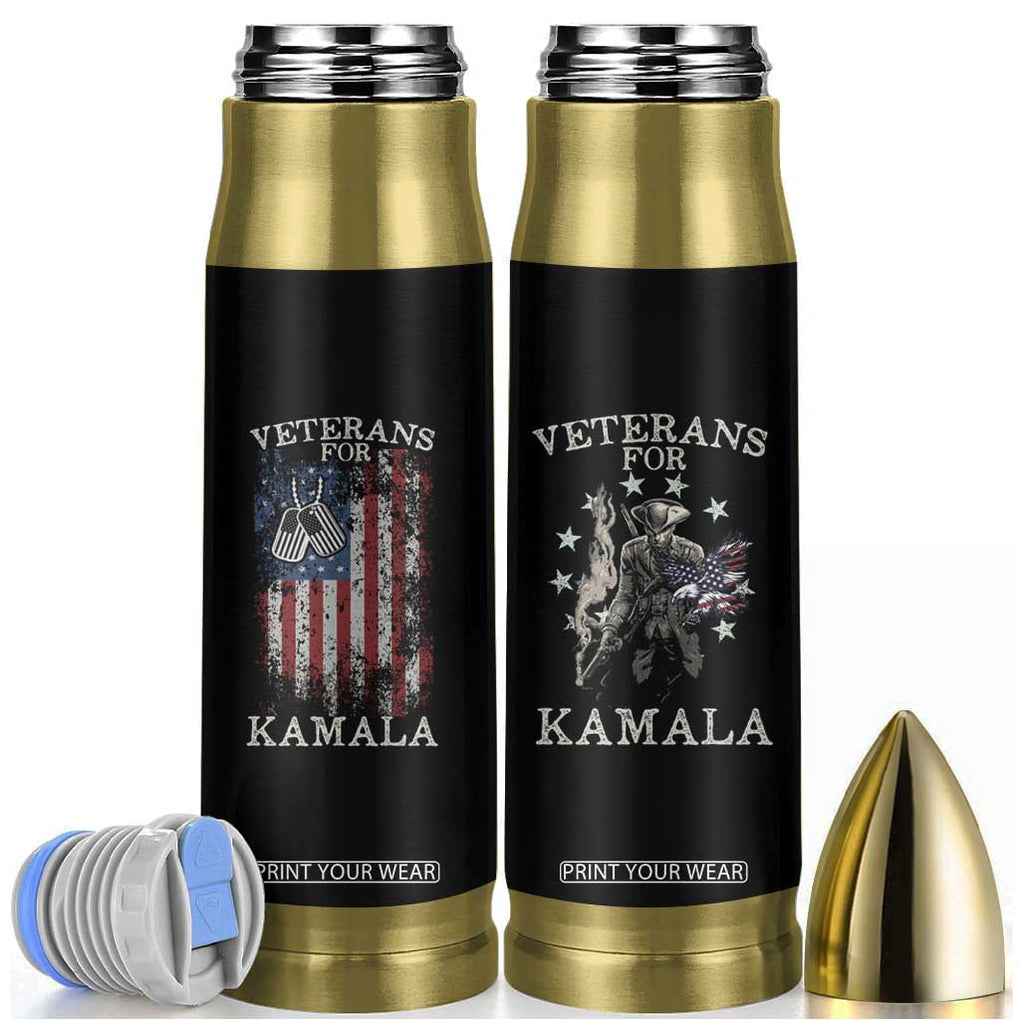 Harris 2024 Election Bullet Tumbler Veterans For Kamala Grandpa Dad Gifts American Flag US Eagle Distressed TB10 Black Print Your Wear