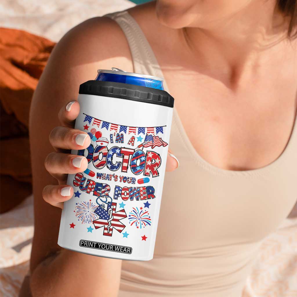 Doctor Gifts 4 in 1 Can Cooler Tumbler Funny 4th of July Patriotic Doctor TB10 Print Your Wear