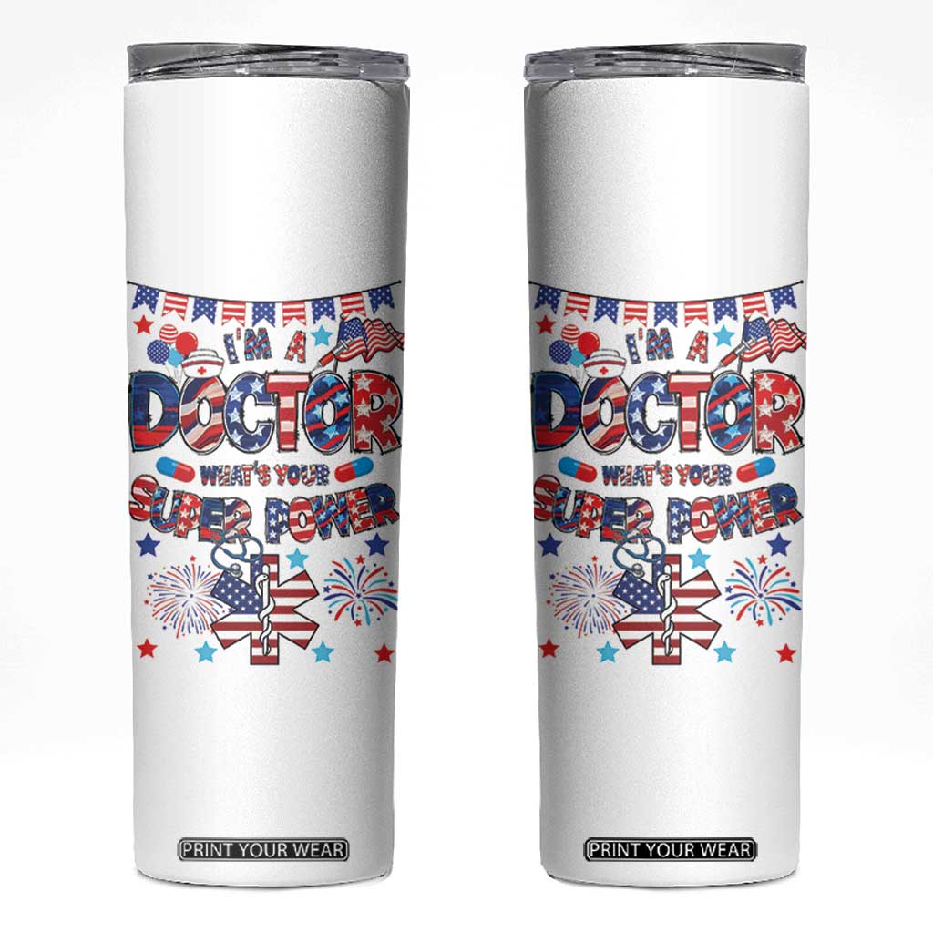 Doctor Gifts Skinny Tumbler Funny 4th of July Patriotic Doctor TB10 White Print Your Wear