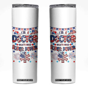 Doctor Gifts Skinny Tumbler Funny 4th of July Patriotic Doctor TB10 White Print Your Wear