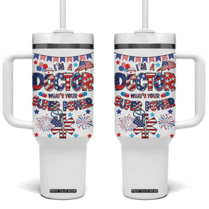 Doctor Gifts Tumbler With Handle Funny 4th of July Patriotic Doctor TB10 One Size: 40 oz White Print Your Wear
