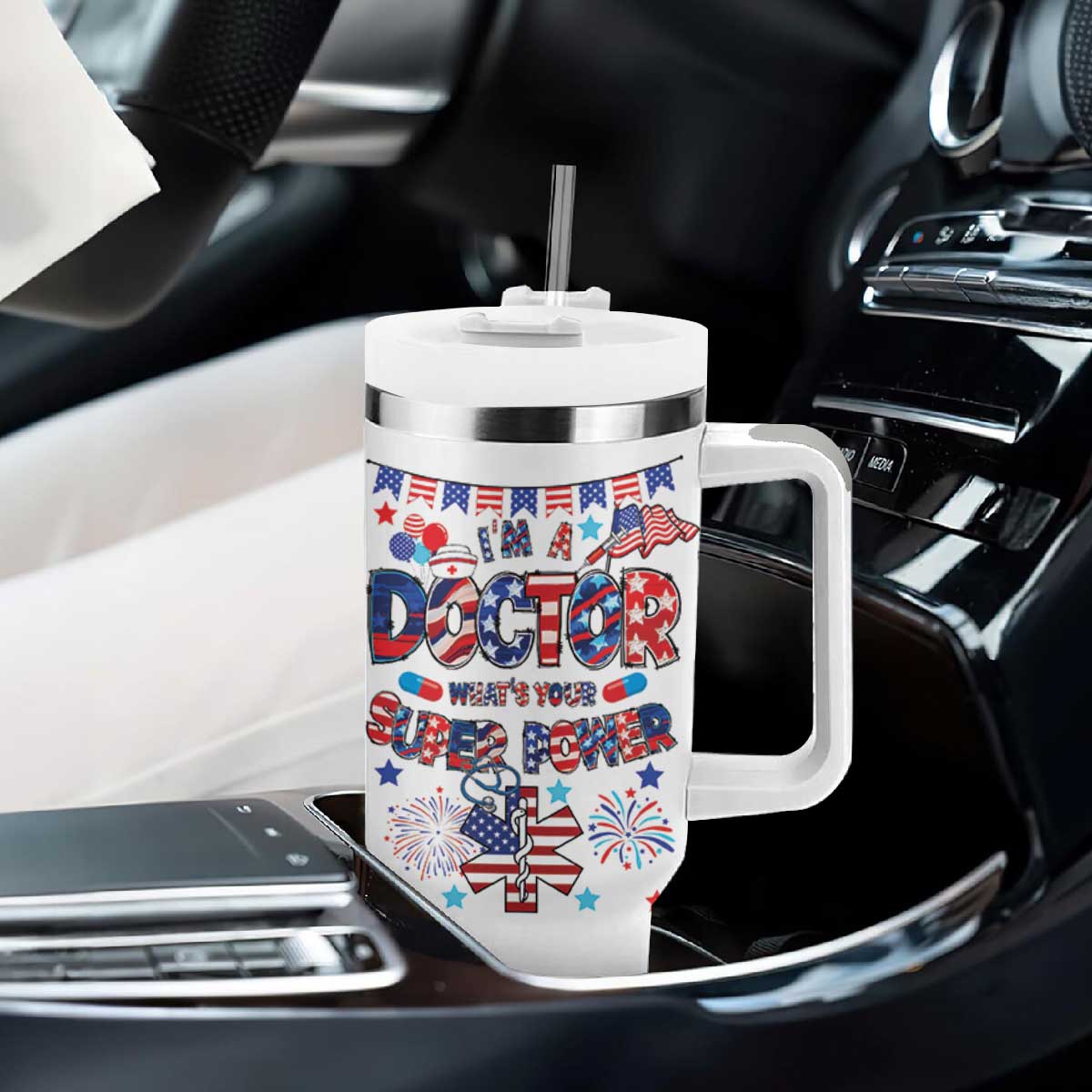 Doctor Gifts Tumbler With Handle Funny 4th of July Patriotic Doctor TB10 Print Your Wear
