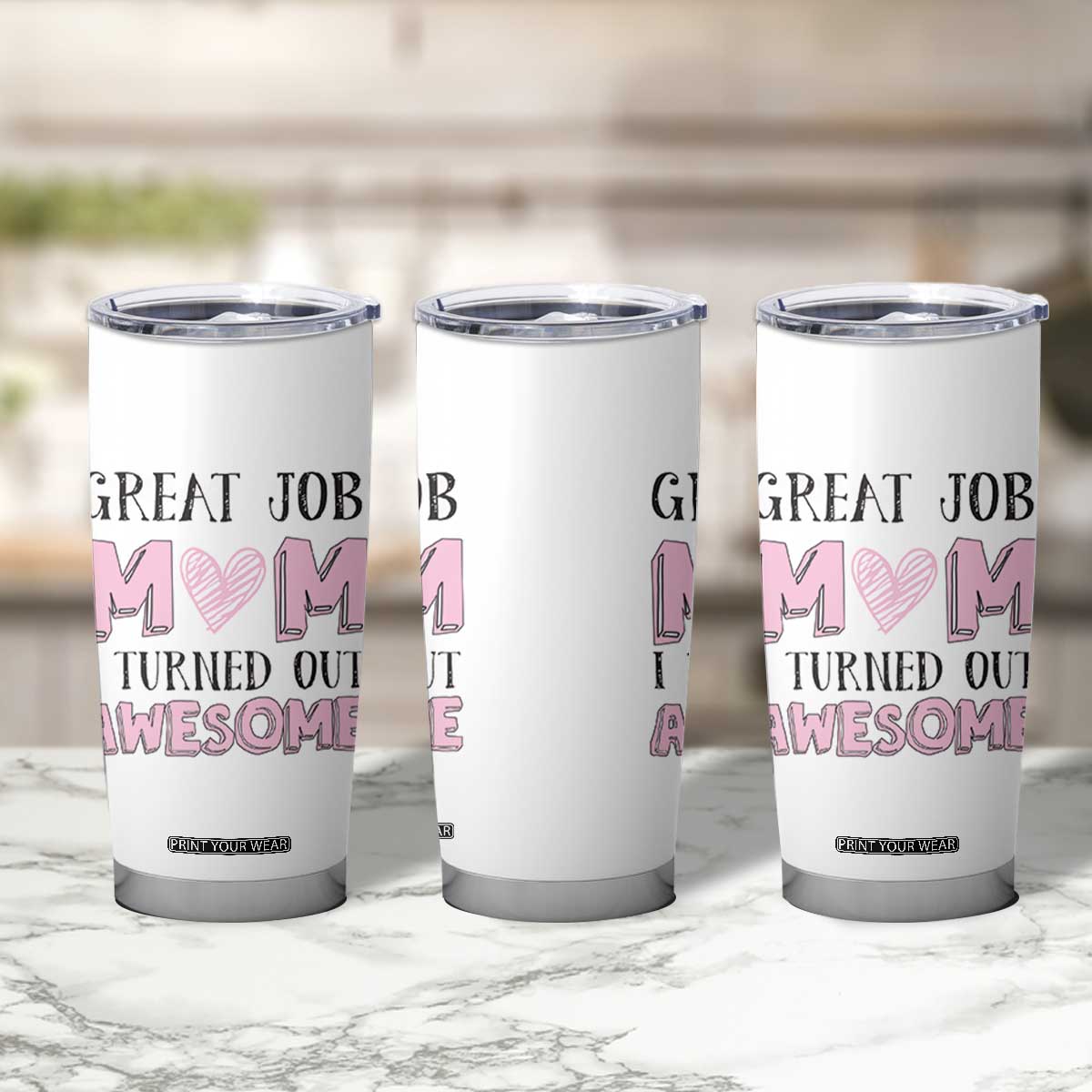Funny Mom Birthday Gift Tumbler Cup Cute Valentines Mothers Day Present From Daughter Son Pink TB10 Print Your Wear