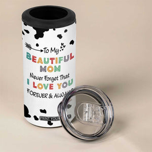Mothers Day Mom Gifts 4 in 1 Can Cooler Tumbler I Love You Mom Gift From Daughter Son Cow Print TB10 Print Your Wear