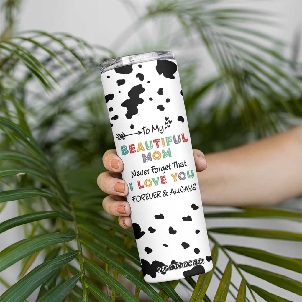 Mothers Day Mom Gifts Skinny Tumbler I Love You Mom Gift From Daughter Son Cow Print TB10 Print Your Wear