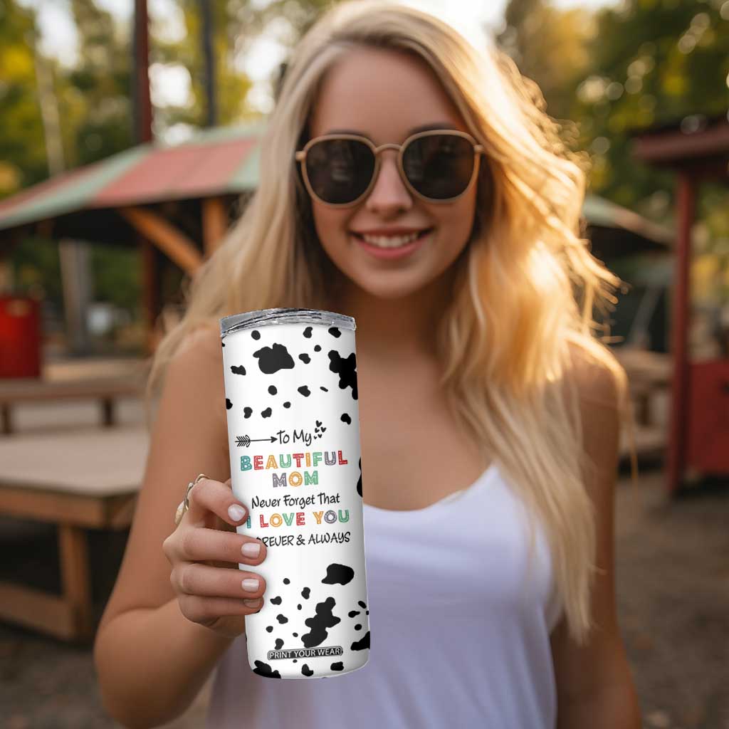 Mothers Day Mom Gifts Skinny Tumbler I Love You Mom Gift From Daughter Son Cow Print TB10 Print Your Wear