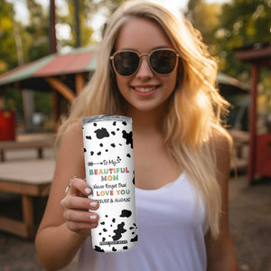 Mothers Day Mom Gifts Skinny Tumbler I Love You Mom Gift From Daughter Son Cow Print TB10 Print Your Wear