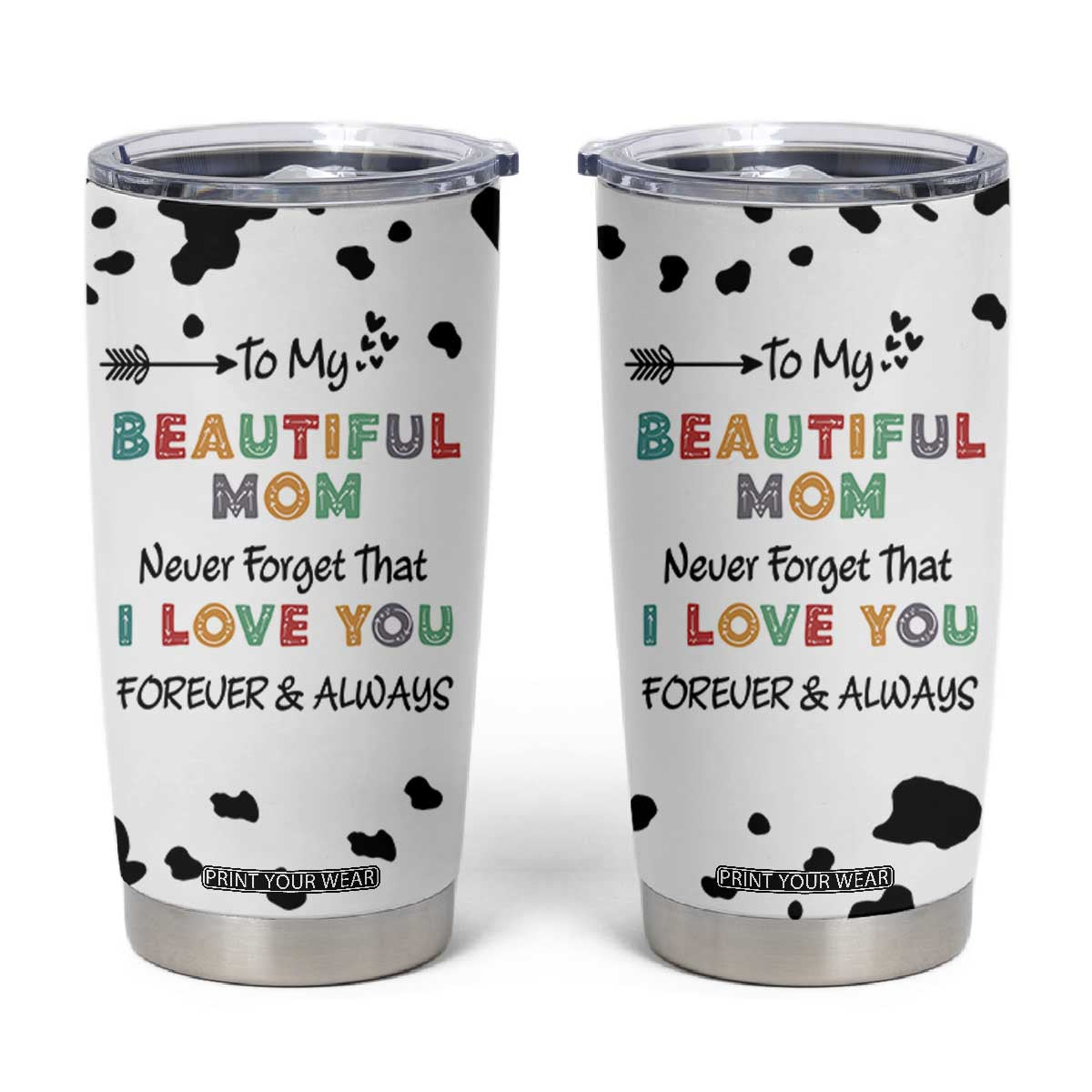 Mothers Day Mom Gifts Tumbler Cup I Love You Mom Gift From Daughter Son Cow Print TB10 Cow Print Your Wear