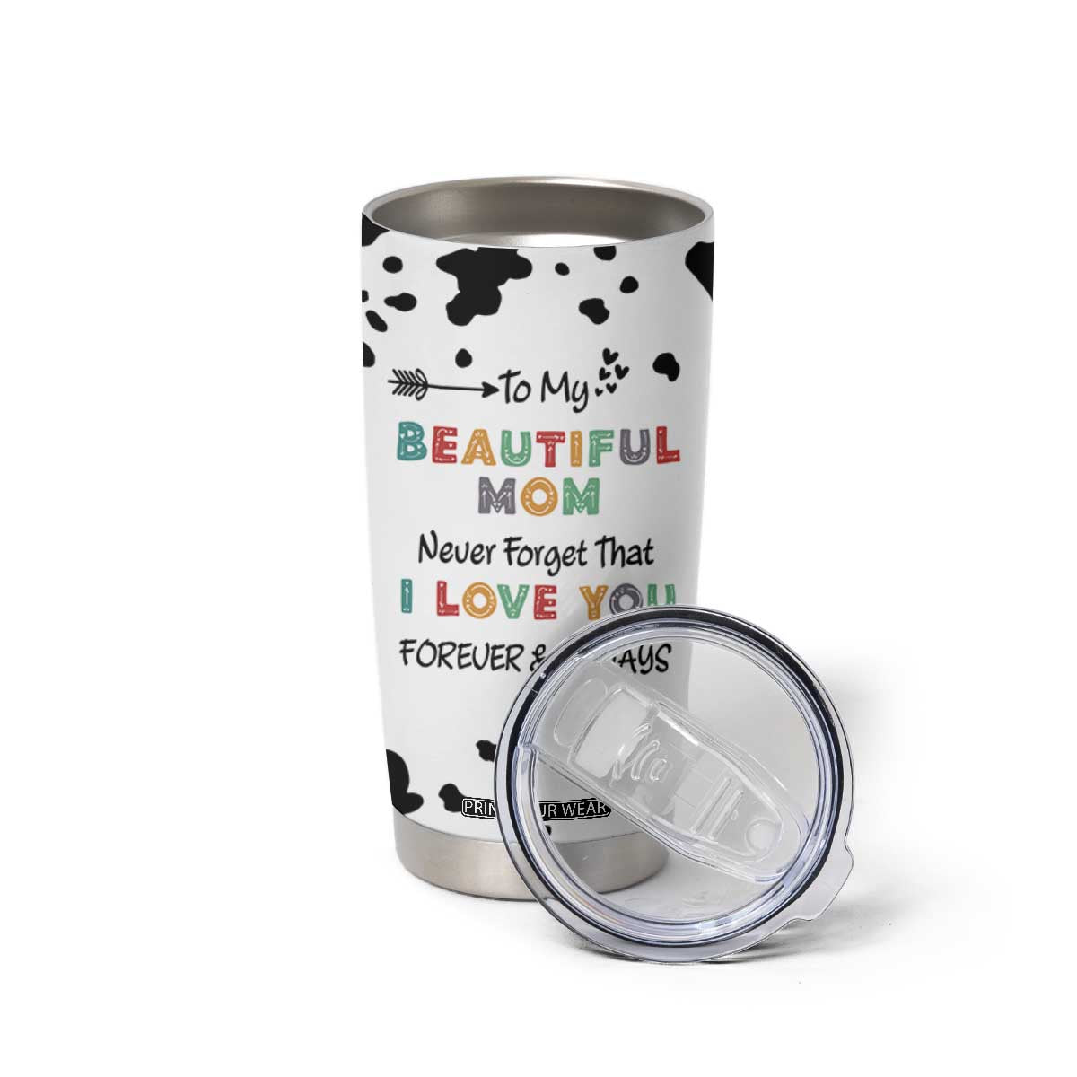 Mothers Day Mom Gifts Tumbler Cup I Love You Mom Gift From Daughter Son Cow Print TB10 Print Your Wear
