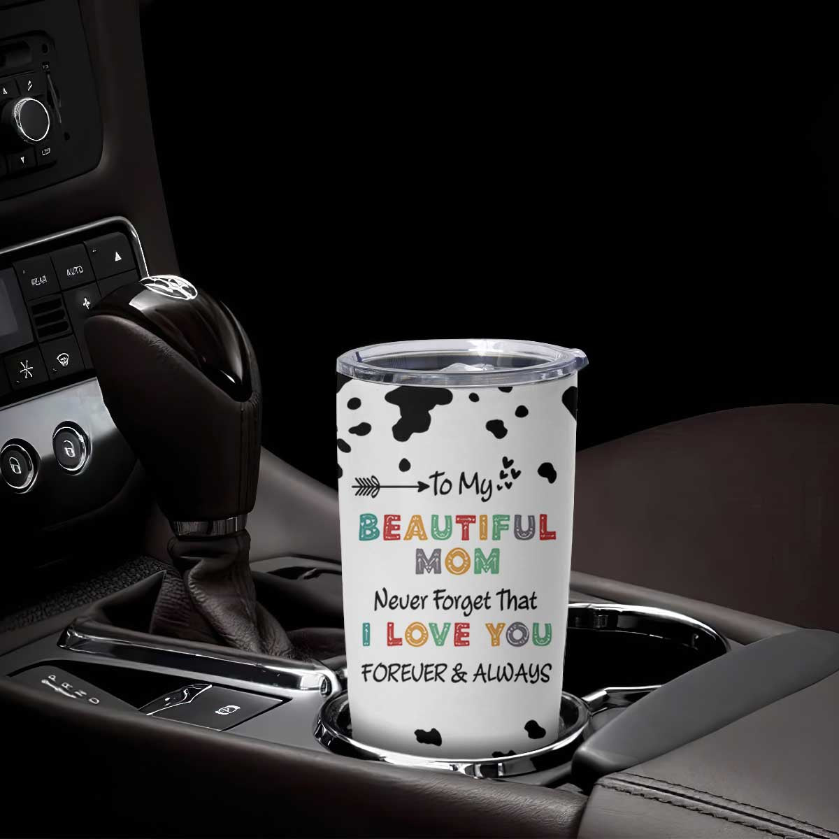 Mothers Day Mom Gifts Tumbler Cup I Love You Mom Gift From Daughter Son Cow Print TB10 Print Your Wear