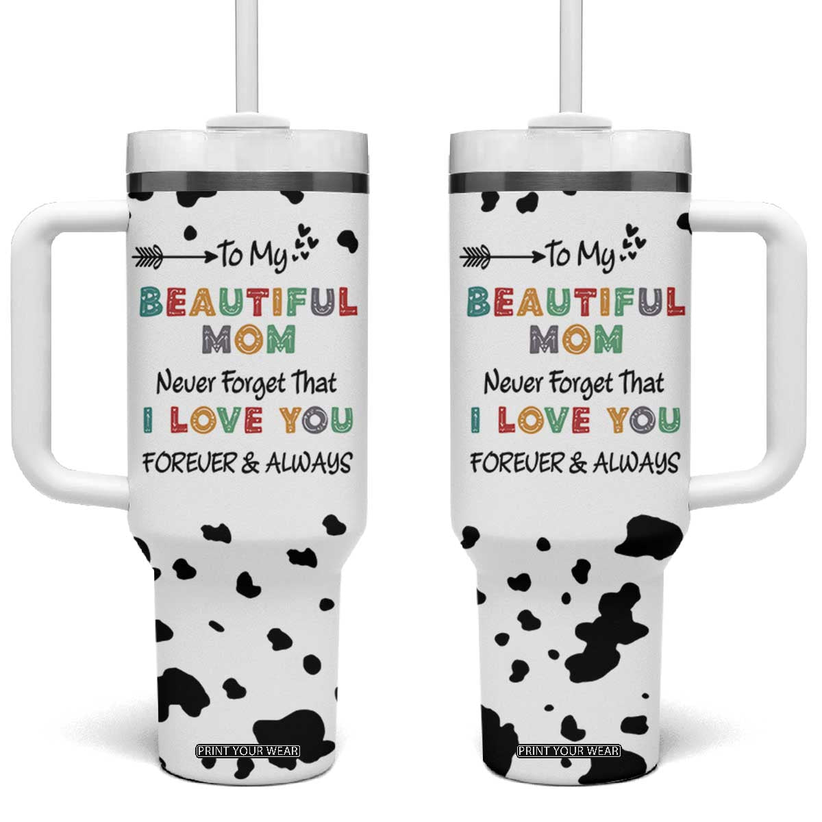 Mothers Day Mom Gifts Tumbler With Handle I Love You Mom Gift From Daughter Son Cow Print TB10 One Size: 40 oz Cow Print Your Wear