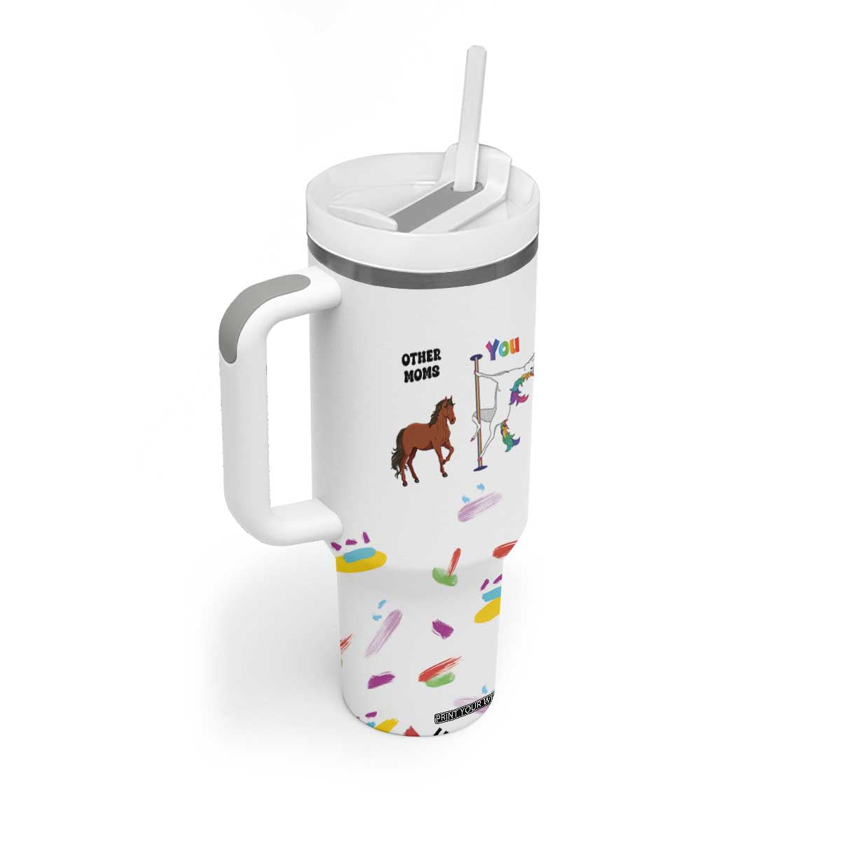Funny Mom Birthday Gift Tumbler With Handle Cute Unicorn Lovers Valentines Mothers Day Present TB10 Print Your Wear