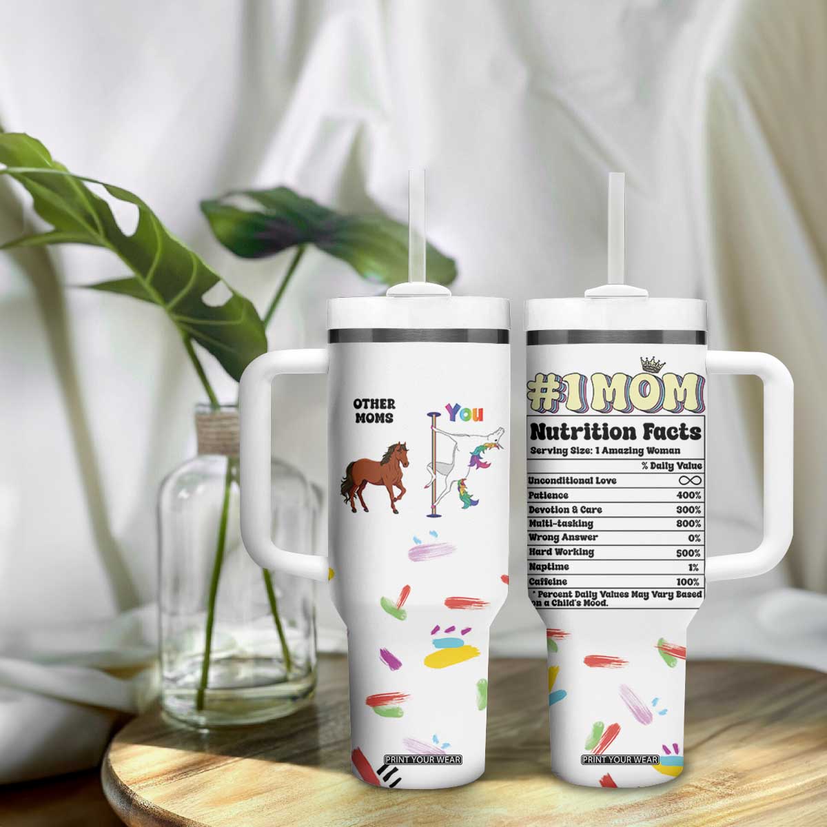 Funny Mom Birthday Gift Tumbler With Handle Cute Unicorn Lovers Valentines Mothers Day Present TB10 Print Your Wear
